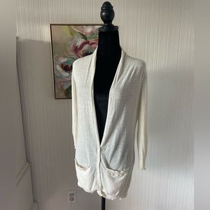 Light weight 3/4 sleeve Norma Kamali cardigan cream size M